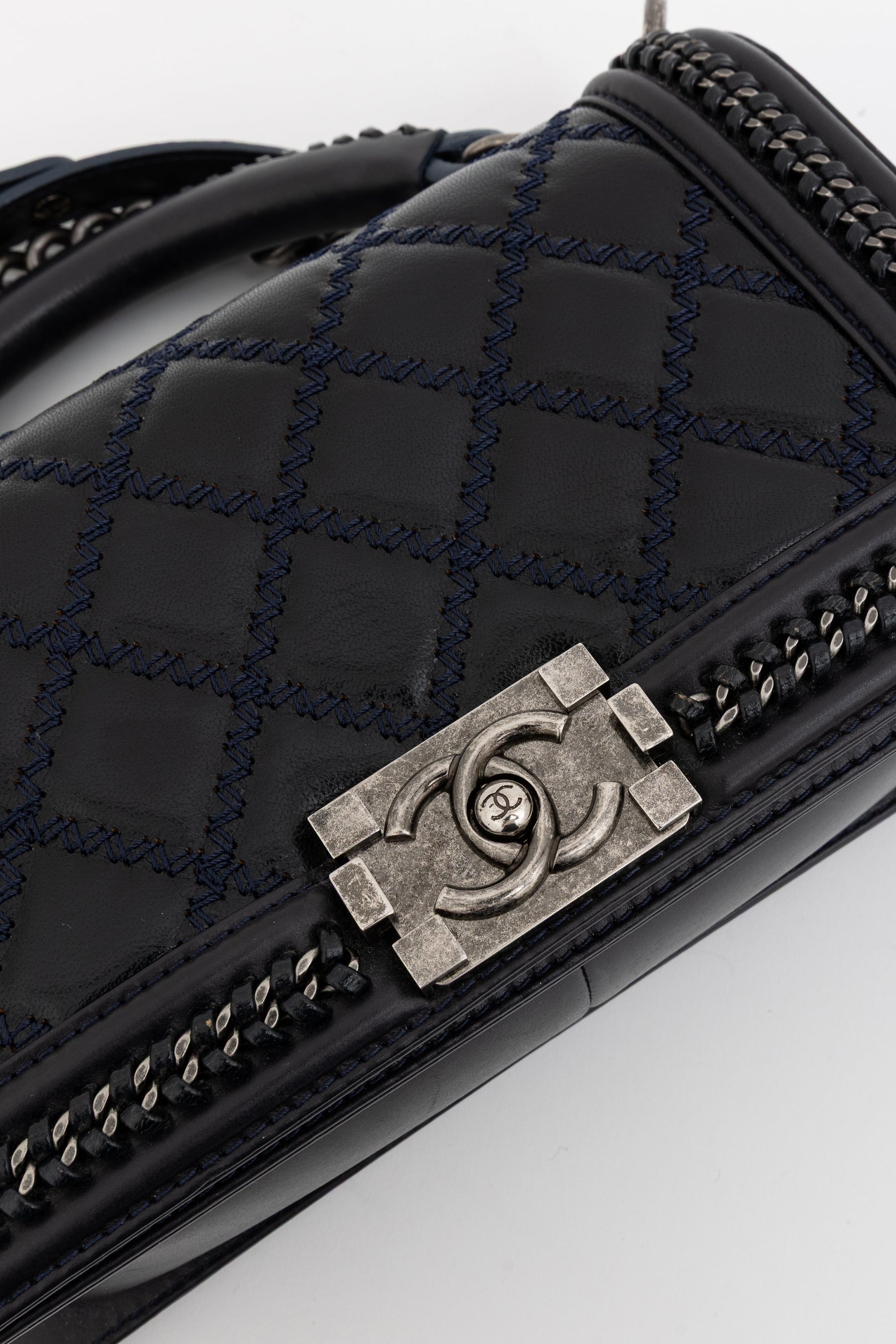 Boy Top Handle Chain Around Bag