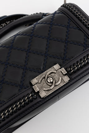 Boy Top Handle Chain Around Bag