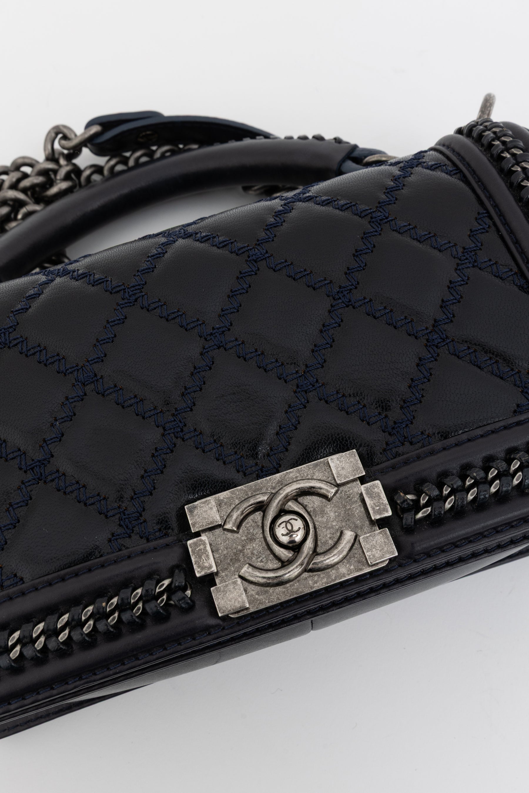 Boy Top Handle Chain Around Bag