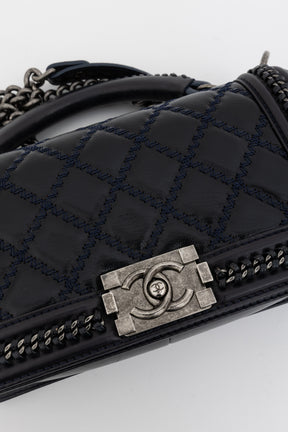 Boy Top Handle Chain Around Bag