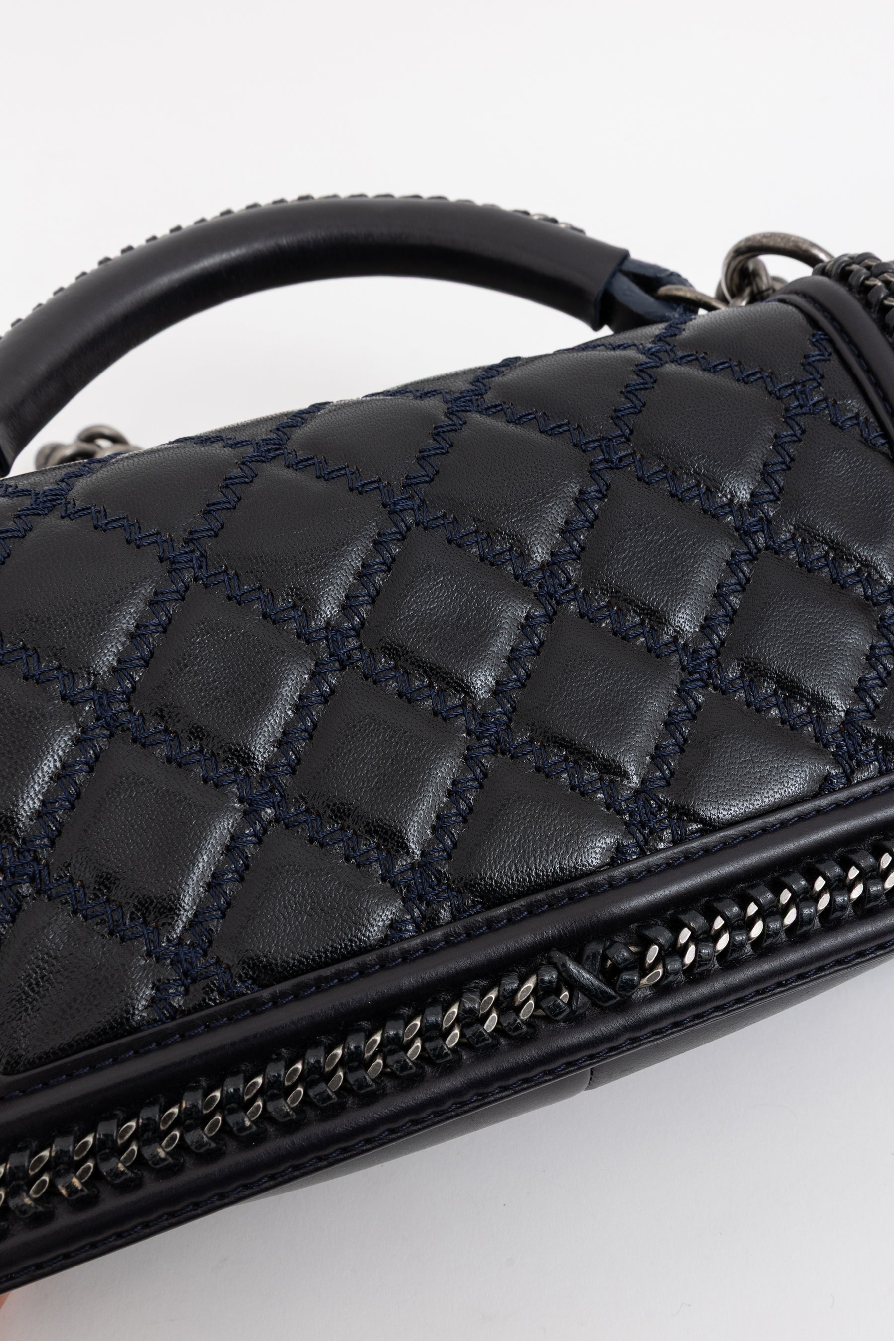 Boy Top Handle Chain Around Bag