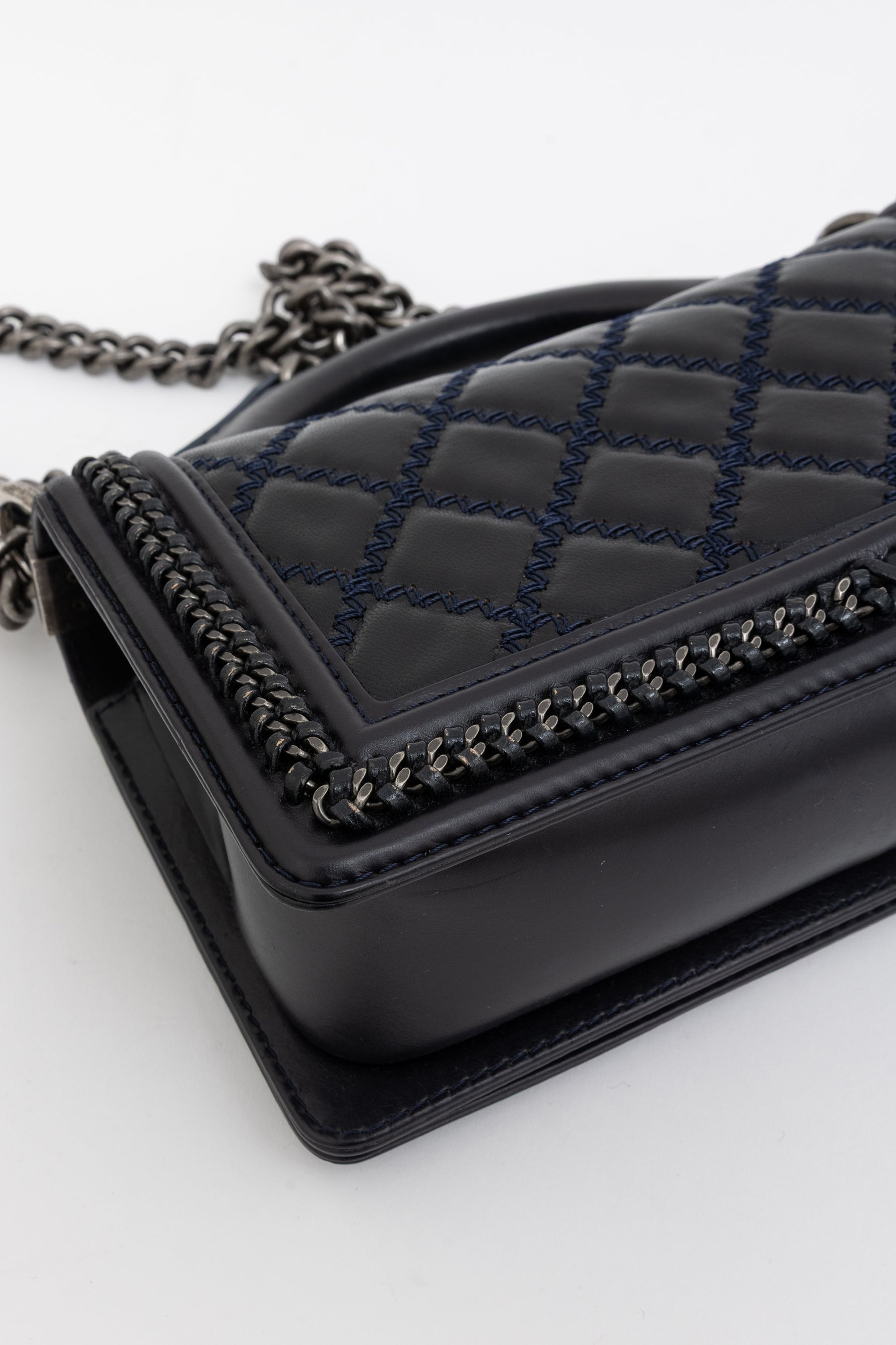Boy Top Handle Chain Around Bag