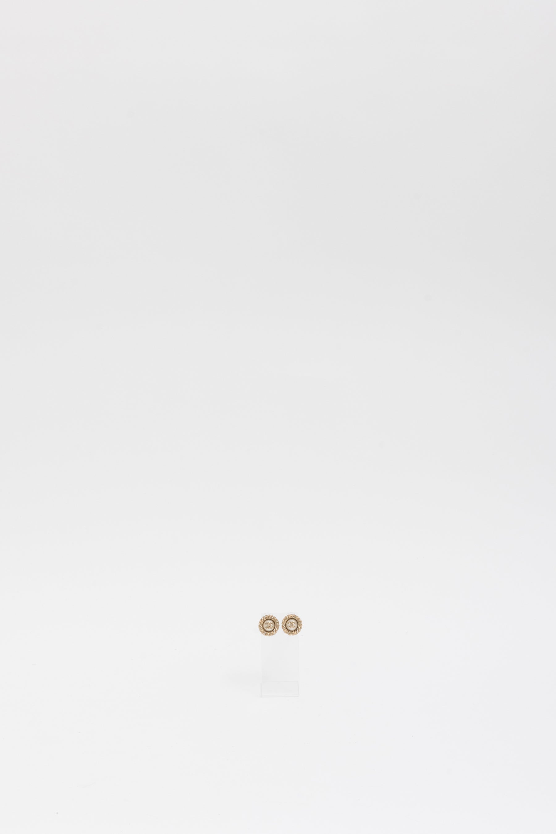 Crystal CC Pearl Button Earrings