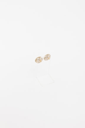 Crystal CC Pearl Button Earrings