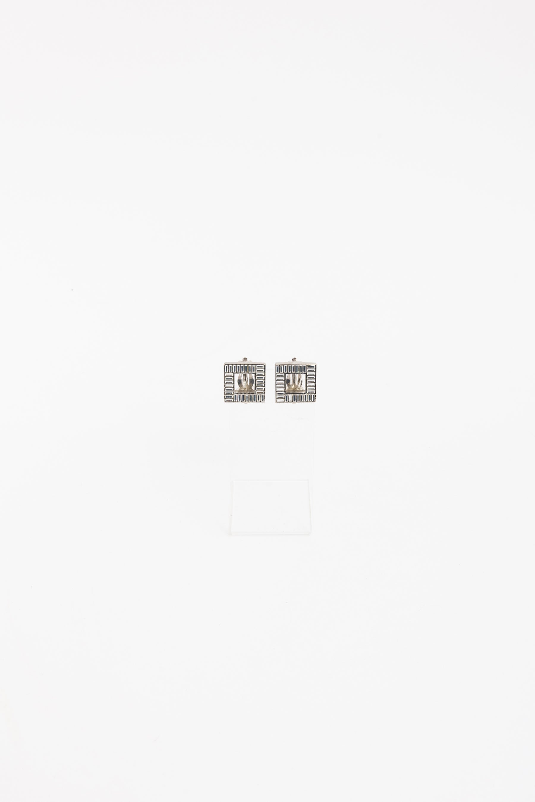 Crystal Square Clip On Earrings