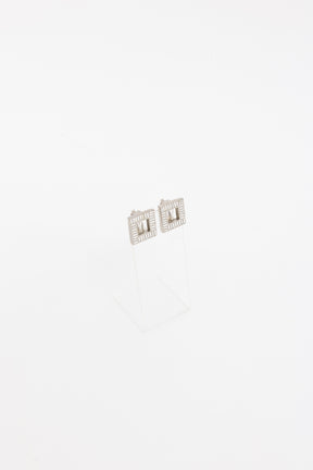 Crystal Square Clip On Earrings