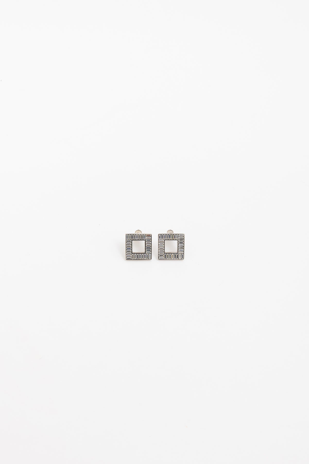 Crystal Square Clip On Earrings
