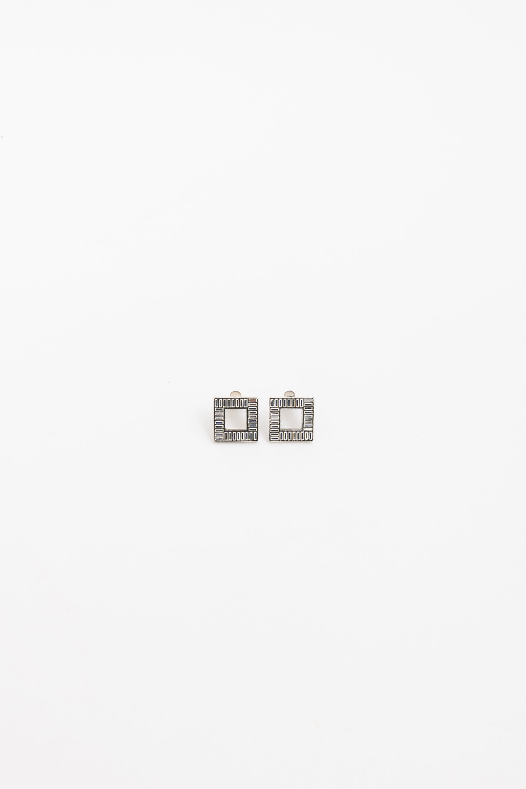Crystal Square Clip On Earrings