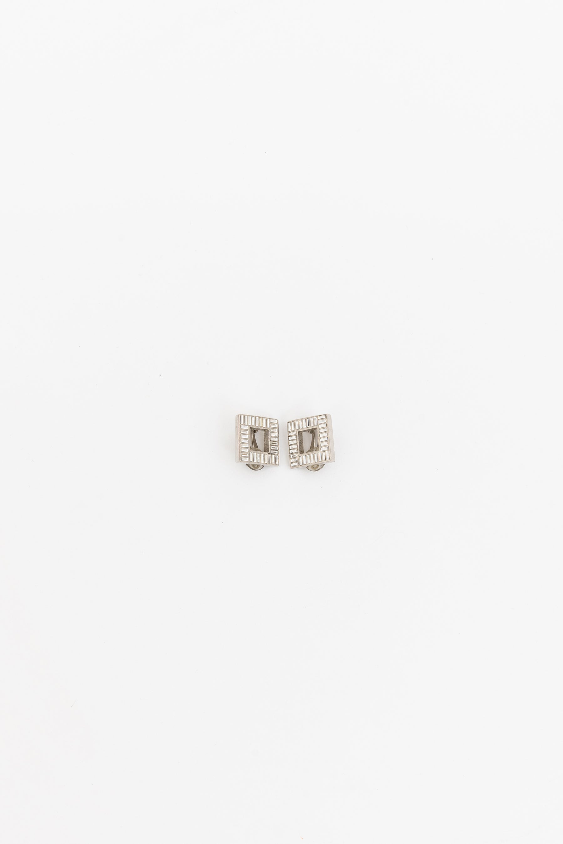 Crystal Square Clip On Earrings
