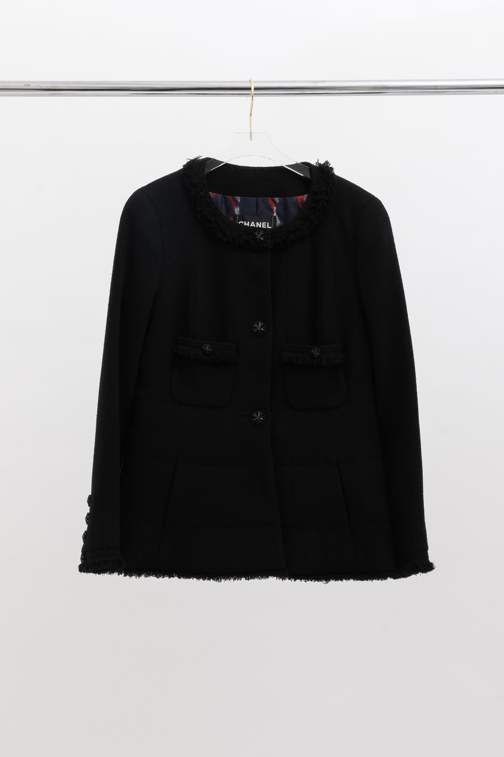 08A A-Line Fringed Collarless Jacket