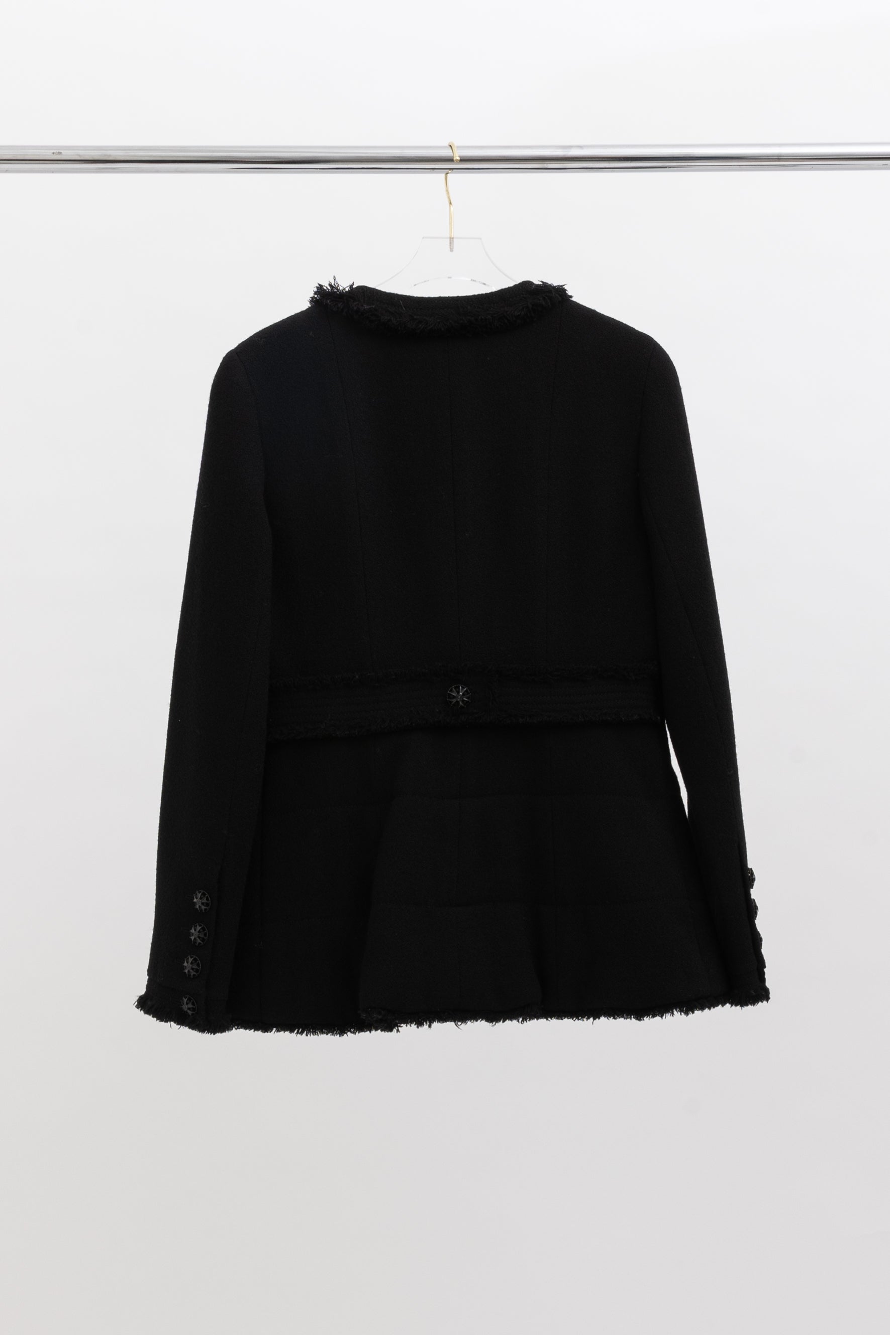 08A A-Line Fringed Collarless Jacket