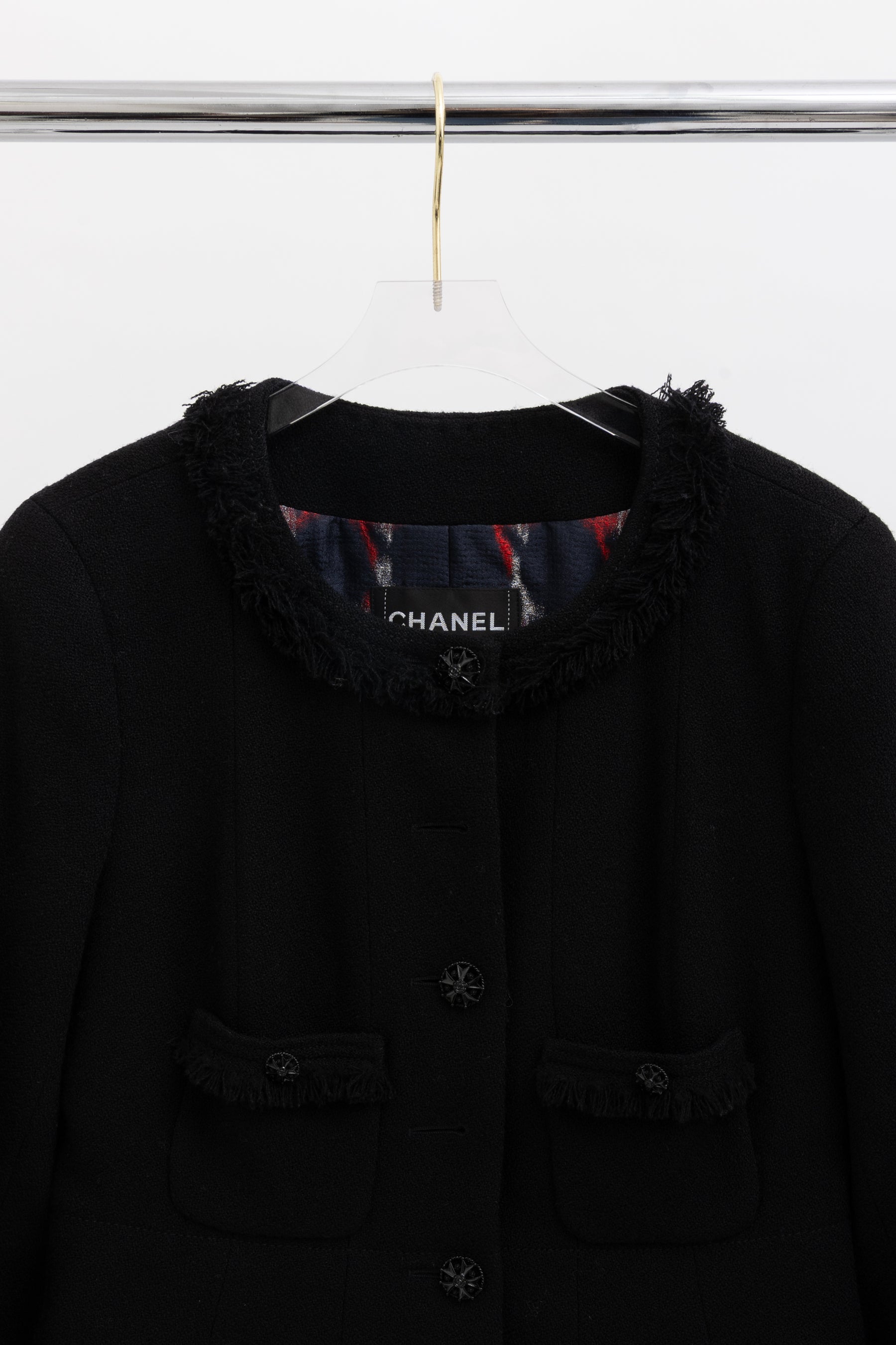 08A A-Line Fringed Collarless Jacket