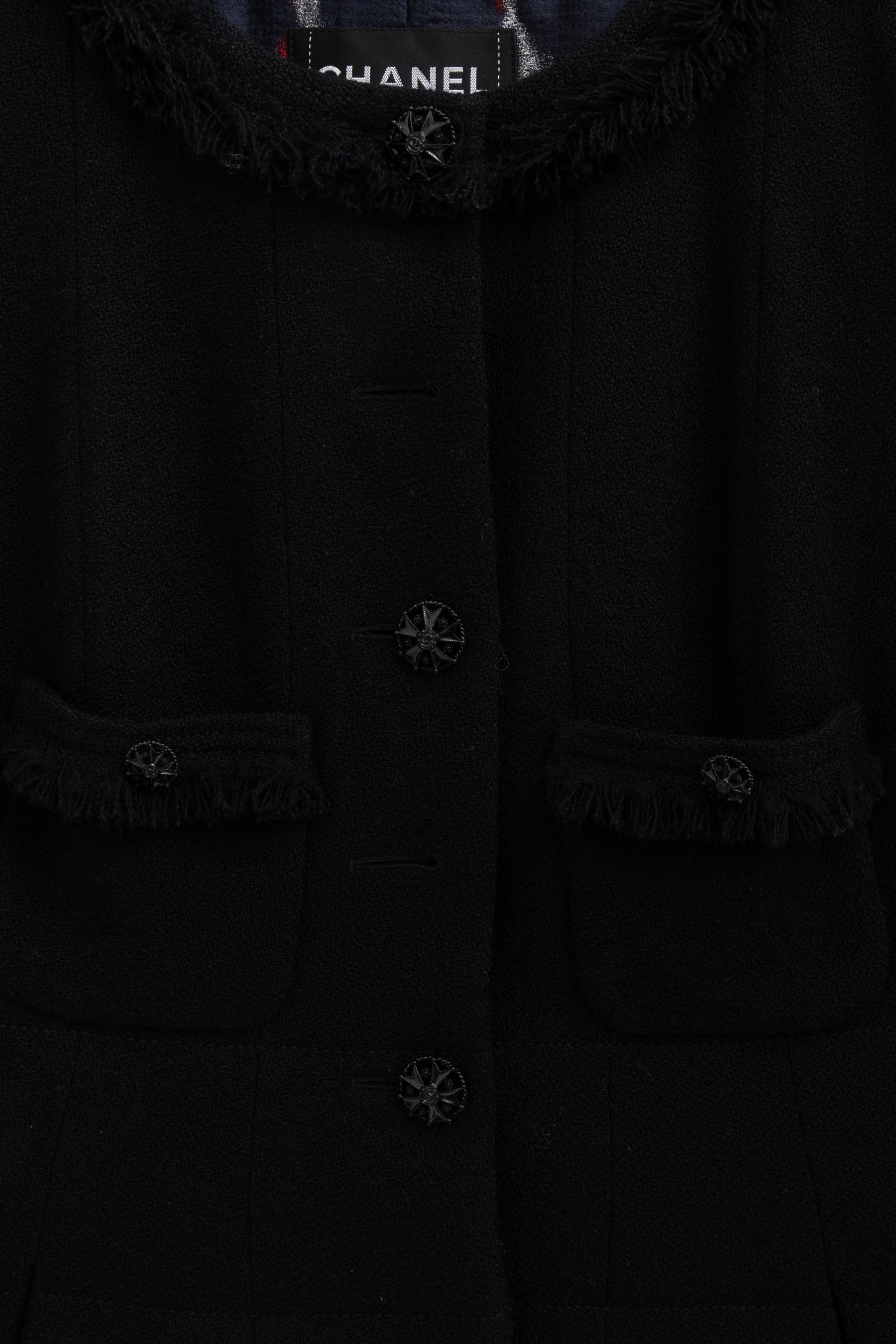 08A A-Line Fringed Collarless Jacket