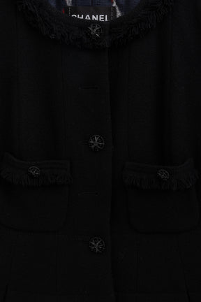 08A A-Line Fringed Collarless Jacket