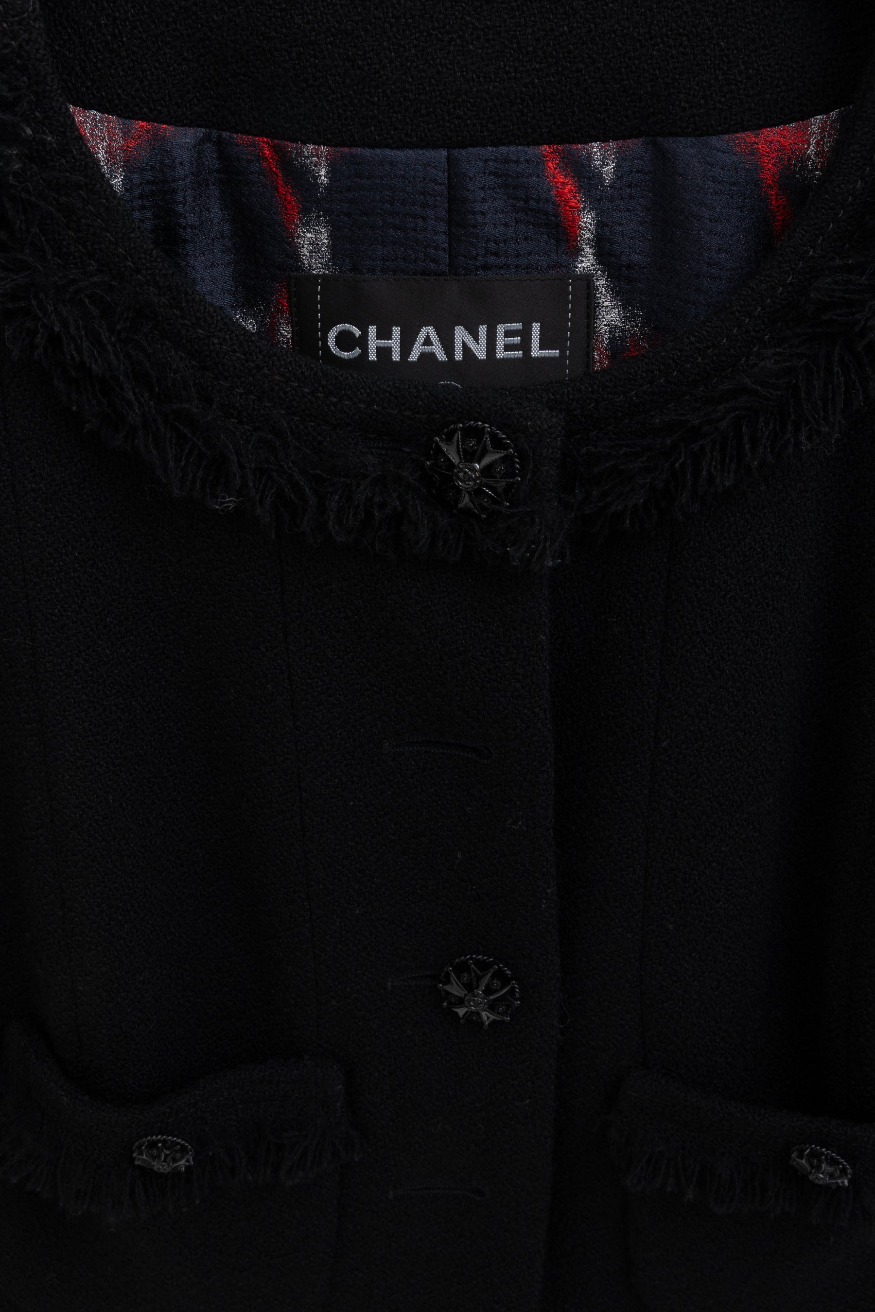 08A A-Line Fringed Collarless Jacket