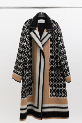 Logo Coat with Leather Trim