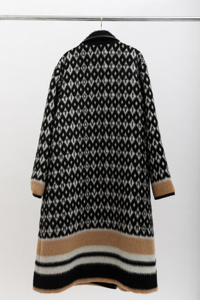 Logo Coat with Leather Trim