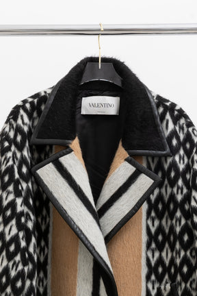 Logo Coat with Leather Trim