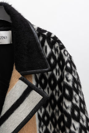 Logo Coat with Leather Trim