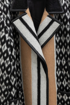 Logo Coat with Leather Trim