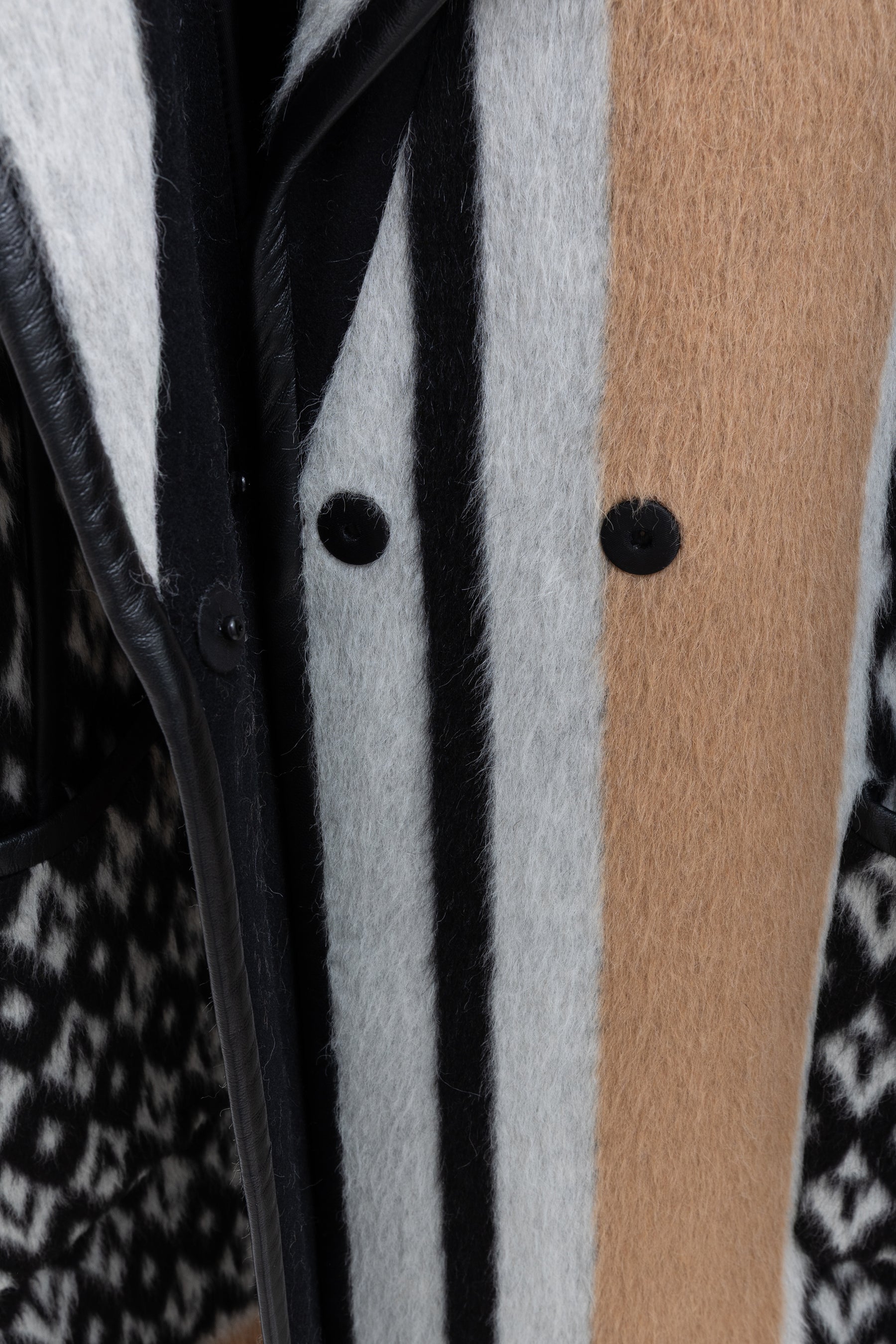 Logo Coat with Leather Trim