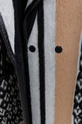 Logo Coat with Leather Trim