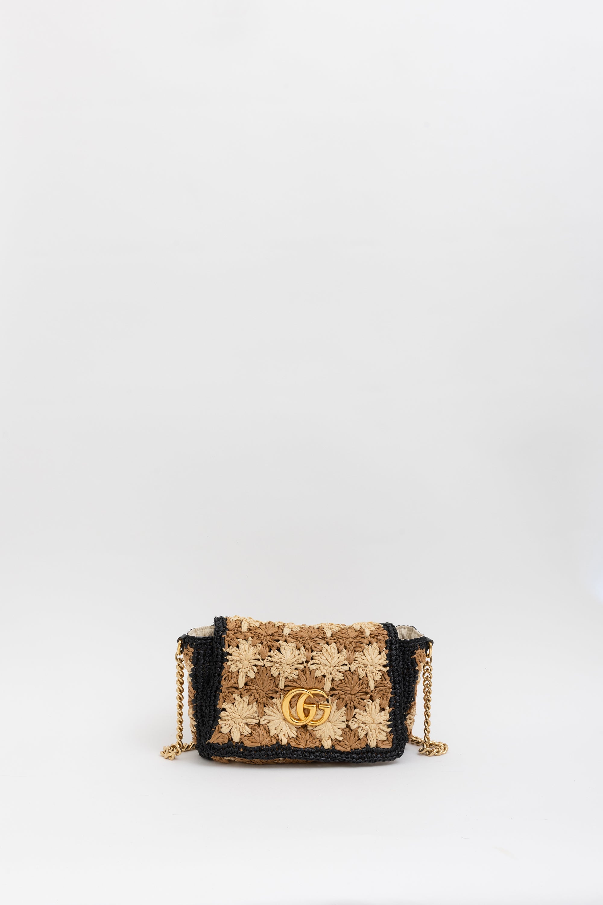 Small GG Marmont Raffia Shoulder Bag