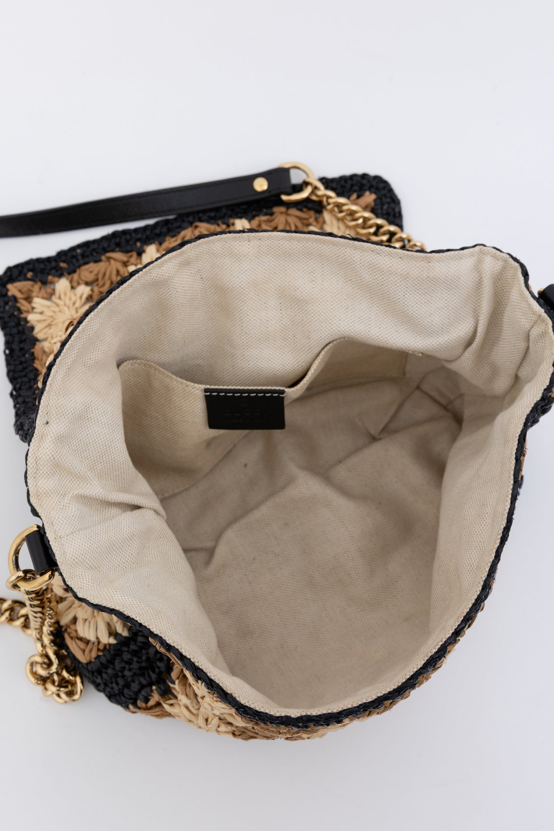 Small GG Marmont Raffia Shoulder Bag