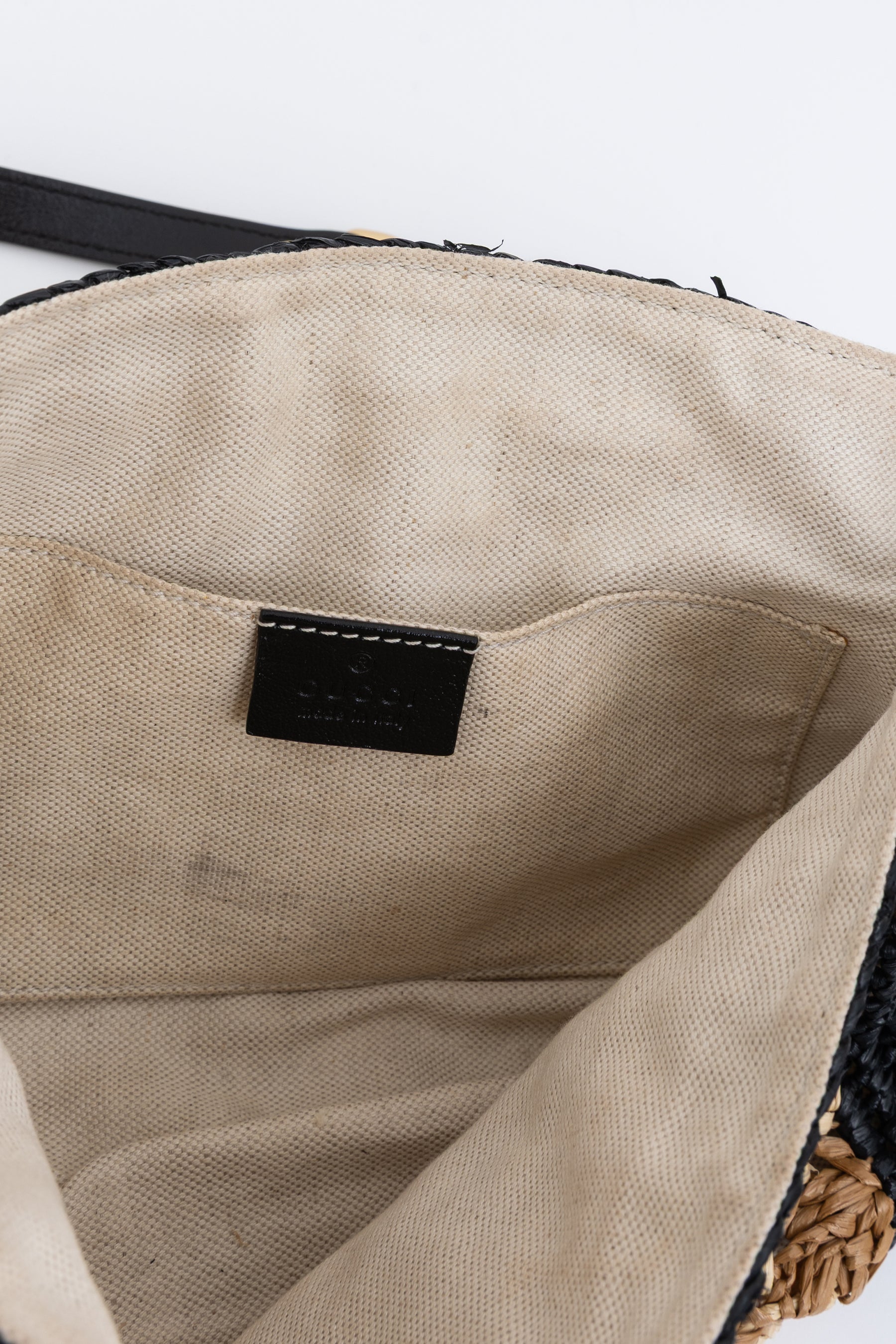 Small GG Marmont Raffia Shoulder Bag