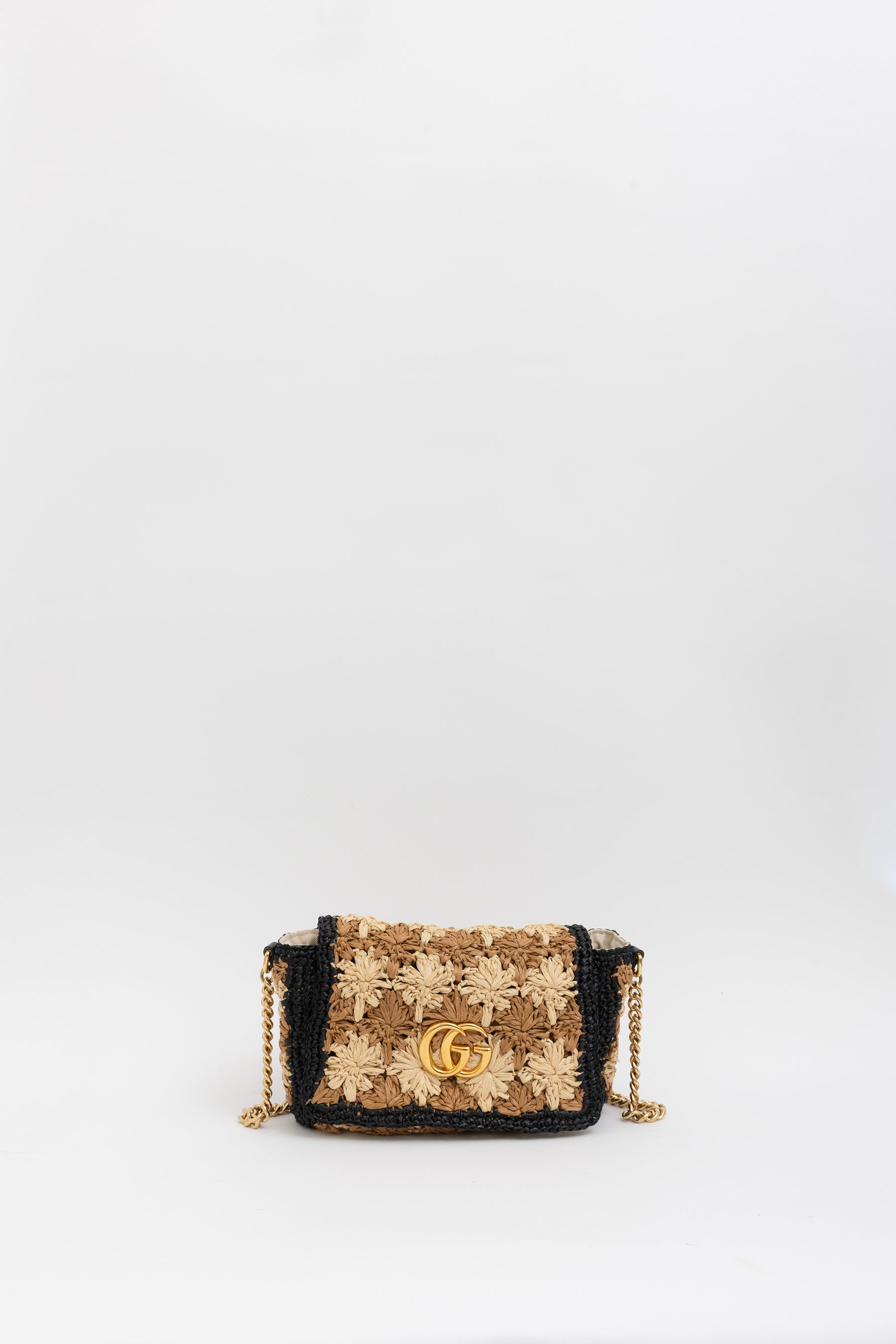 Small GG Marmont Raffia Shoulder Bag