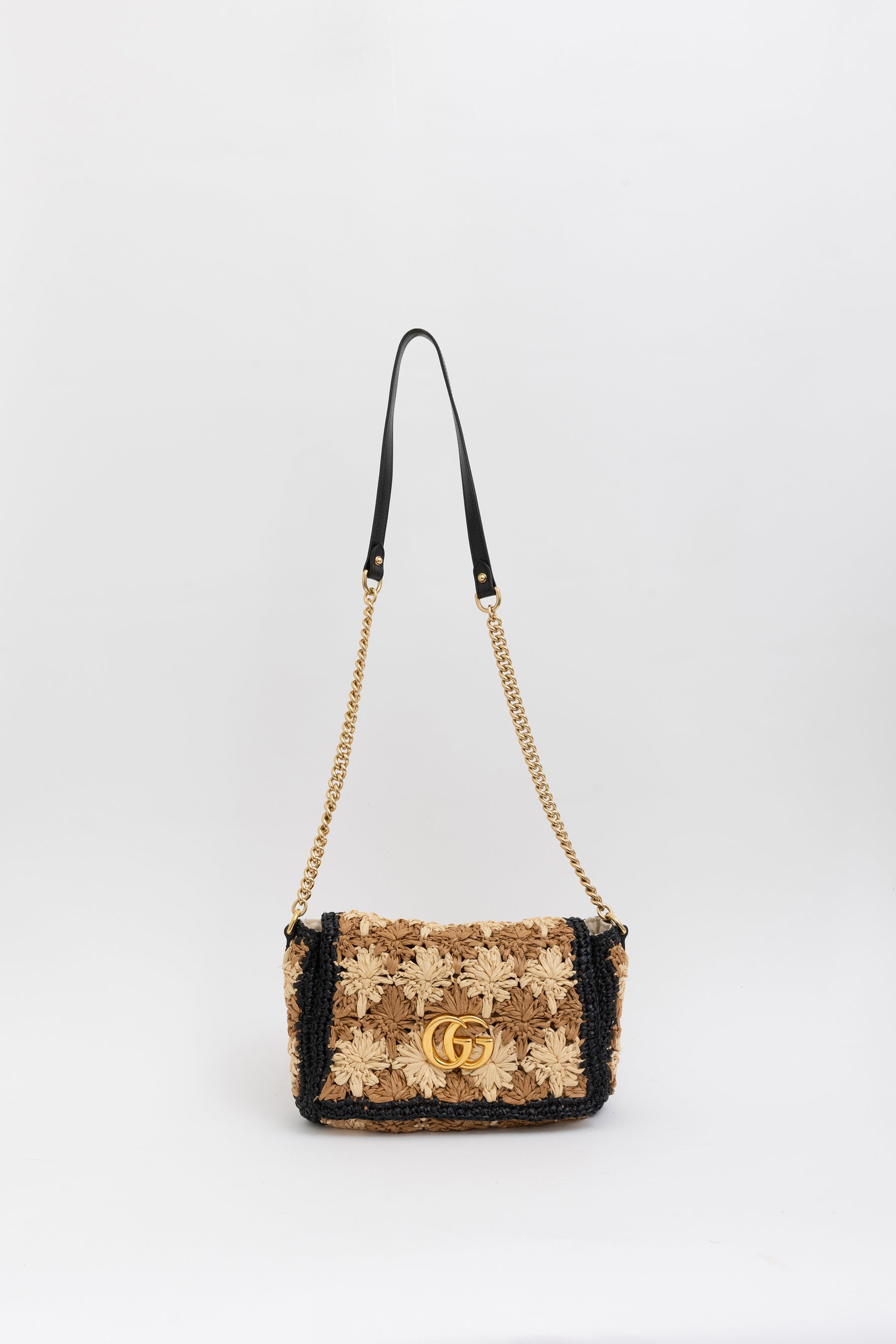 Small GG Marmont Raffia Shoulder Bag