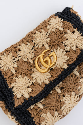 Small GG Marmont Raffia Shoulder Bag