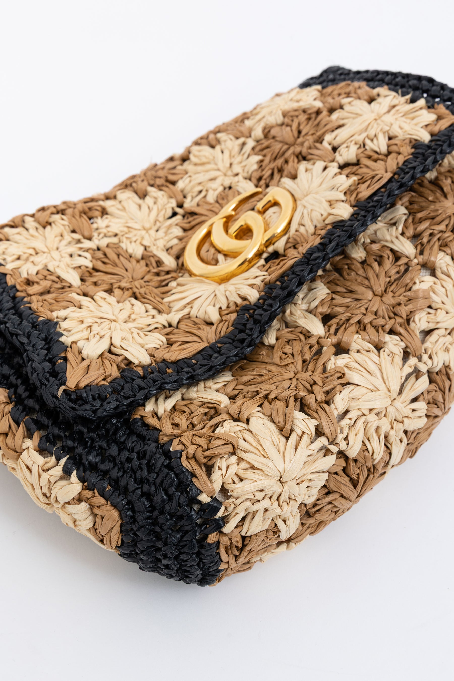Small GG Marmont Raffia Shoulder Bag