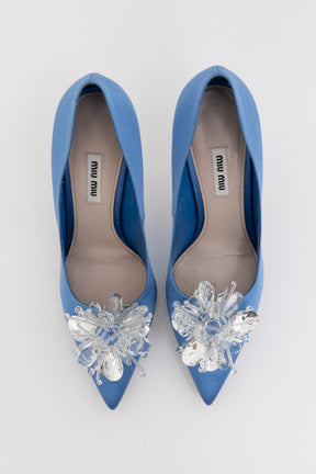 Embellished Satin Pumps