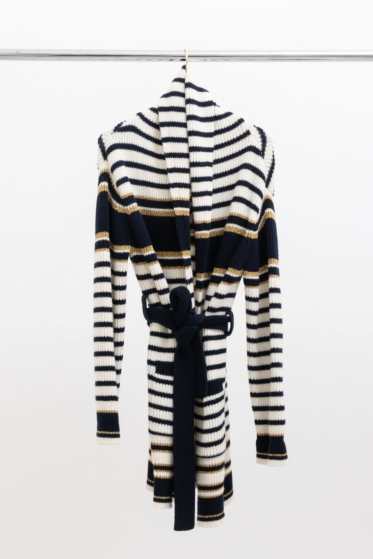 Striped Lurex Cardigan-Coat