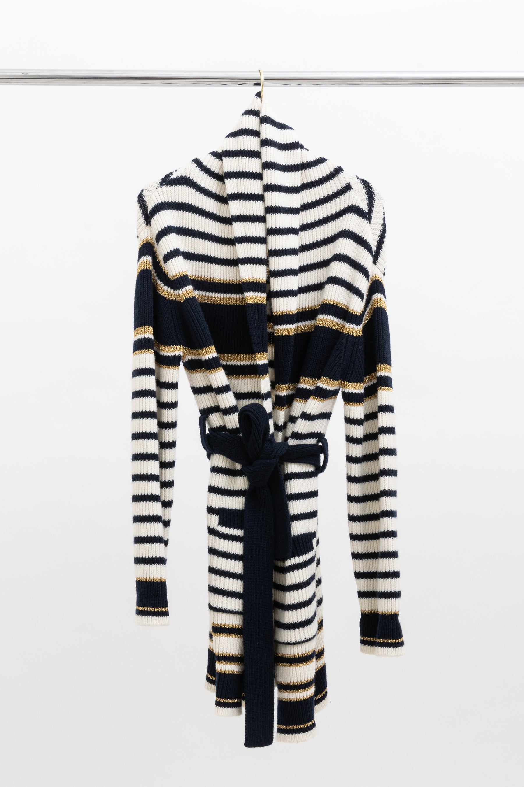 Striped Lurex Cardigan-Coat