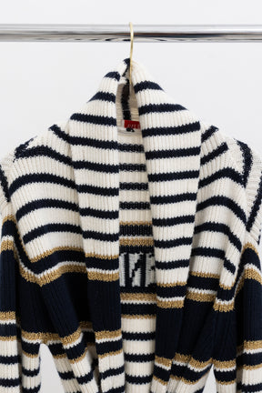 Striped Lurex Cardigan-Coat