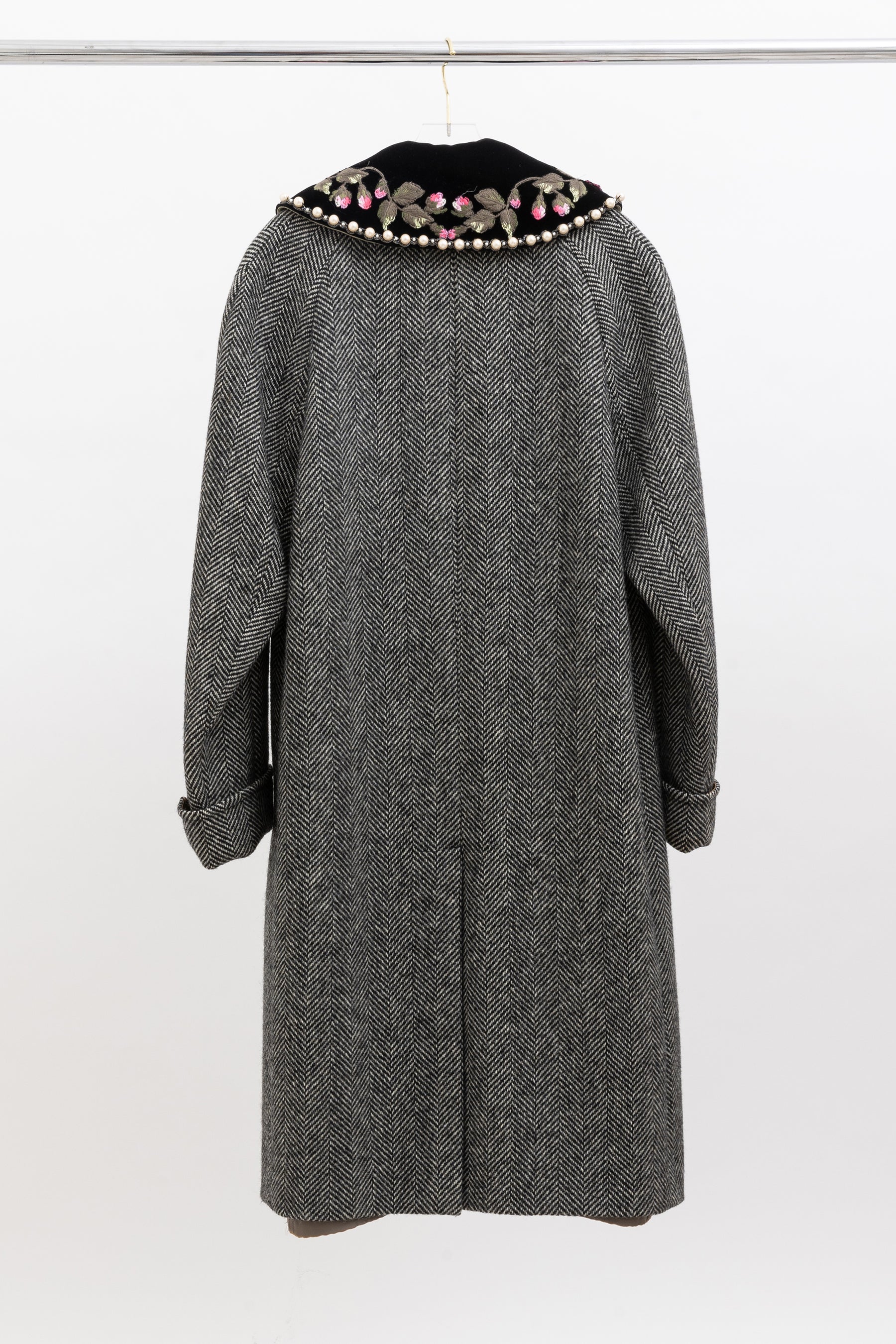 Herringbone Coat with Embroidery