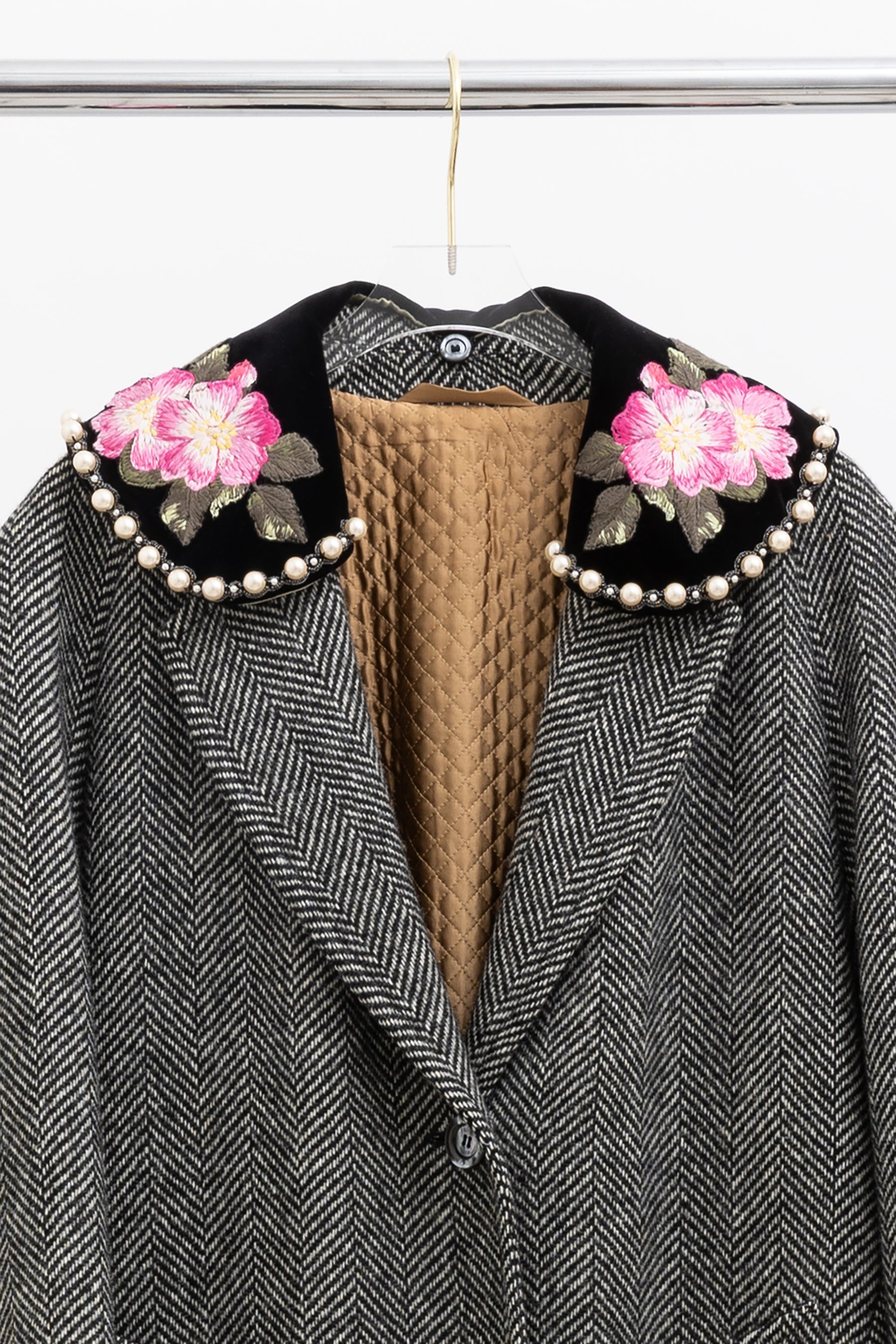 Herringbone Coat with Embroidery