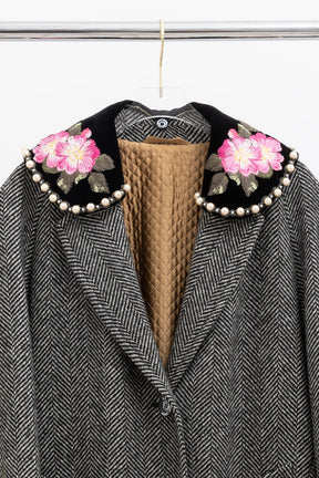 Herringbone Coat with Embroidery