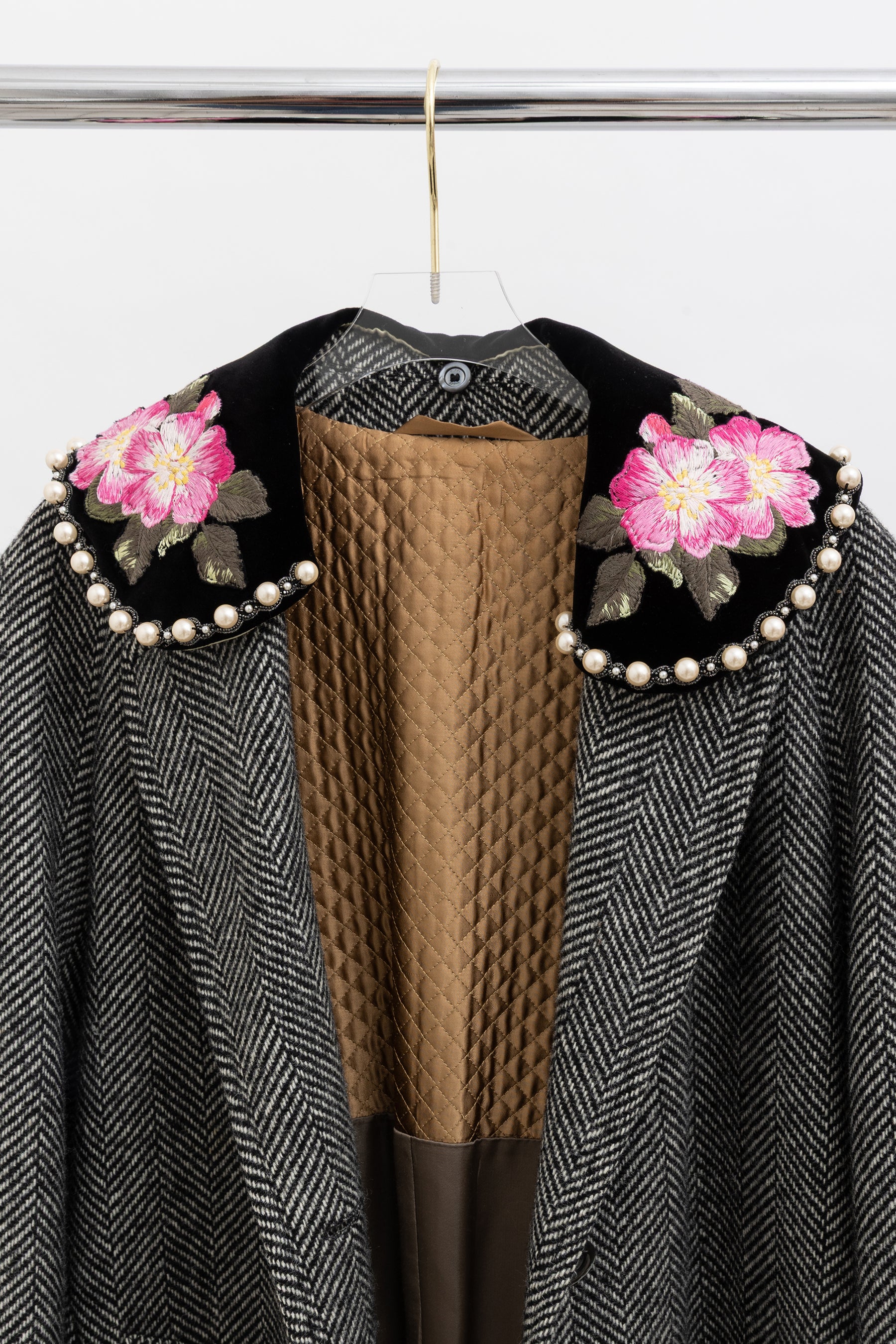 Herringbone Coat with Embroidery