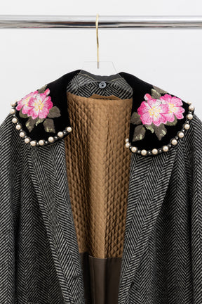 Herringbone Coat with Embroidery