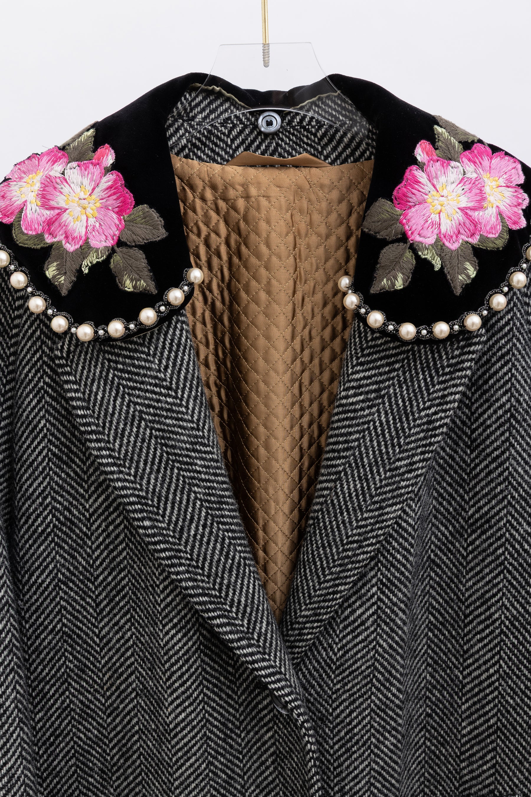 Herringbone Coat with Embroidery