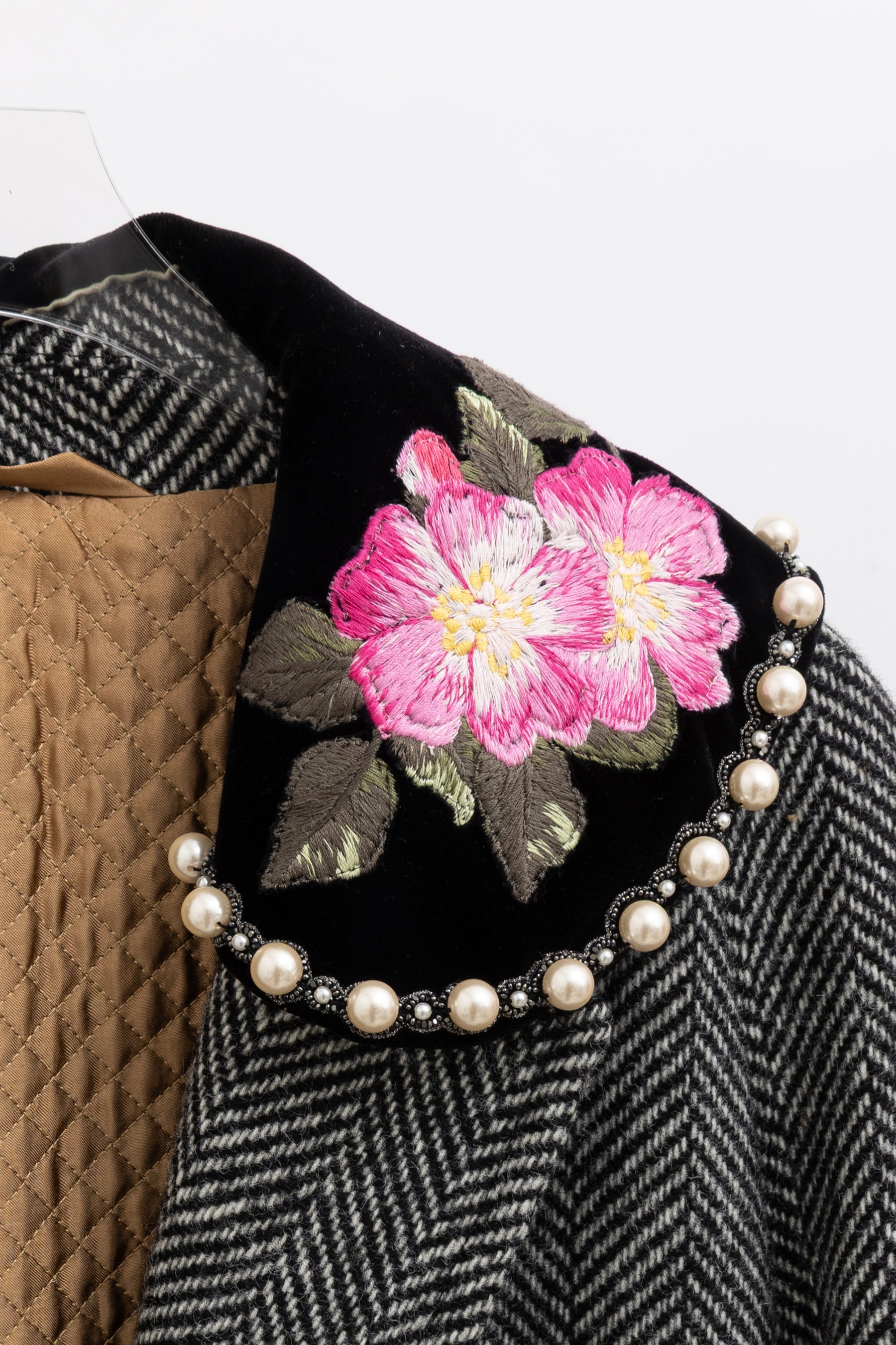 Herringbone Coat with Embroidery