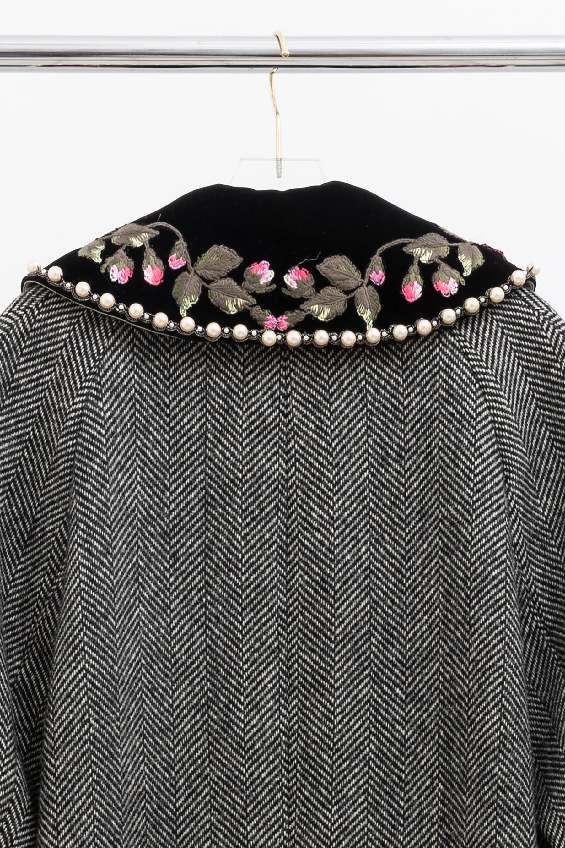 Herringbone Coat with Embroidery