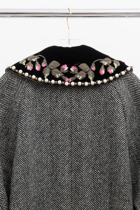 Herringbone Coat with Embroidery