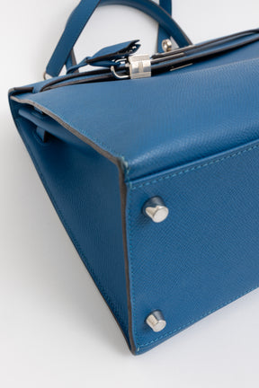 Kelly 35 Sellier Blue Epsom Leather with Palladium Hardware