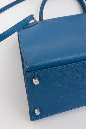 Kelly 35 Sellier Blue Epsom Leather with Palladium Hardware