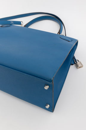 Kelly 35 Sellier Blue Epsom Leather with Palladium Hardware