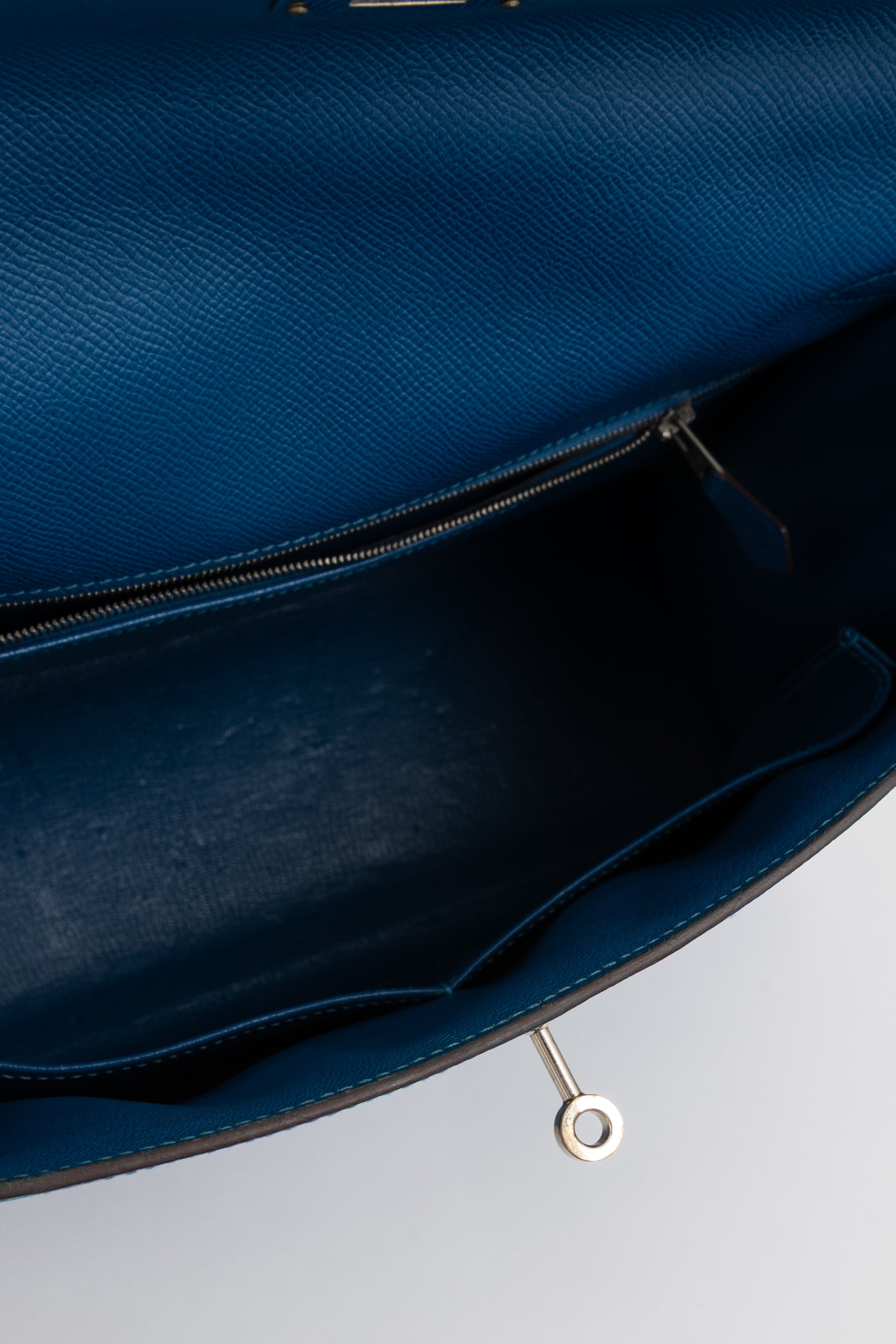 Kelly 35 Sellier Blue Epsom Leather with Palladium Hardware